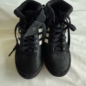 Adidas Kids Black and White High-Top Wrestling Sneakers